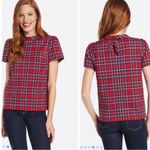 Draper James Angie Red/Blue Plaid Short Sleeve Ruffle w/ Bow Blouse/Top Size 1X Photo 1