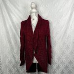 Eddie Bauer  Women's‎ Red Cable Knit Cardigan Sweater Size Medium Shawl Collar Photo 2