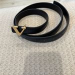 Black Leather Belt with Gold Buckle Photo 1