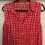 Anthropologie  11 1 TYLHO Tunic Mini Dress Red & White Gingham Button Womens M Photo 4