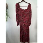 Free People NEW  Jaymes Midi Dress Burgundy Floral SM Milkmaid Cottagecore Boho Photo 2