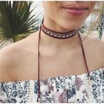 Jen Atkin x Chloe + Isabel Boho Suede & Baguette Headwrap Choker Bracelet Red Photo 1