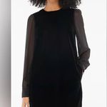 J.Crew NWT Black Velvet mini dress sheer sleeves 6 tear above pocket needs repair Photo 1