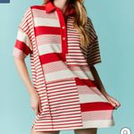 Fantastic Fawn Multi Stripe Patchwork Loose Fit T-Shirt Dress Bright Colors Lg Photo 8