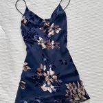 Hello Molly navy velvet flower cowl neck mini dress sleeveless Photo 0
