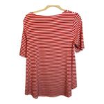 Chico's Shirt Women's Size Medium Isla Capri Peek-A-boo Cutout Stripes Red White Photo 1