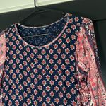 Lucky Brand 🛟🛟🛟BOGOHO 🛟🛟🛟 Multi-Media Floral Navy and Pink Blouse-Medium Photo 1