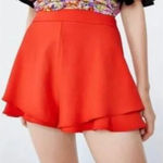 ZARA  Shorts Womens Small Orange Ruffle Hem High‎ Rise Preppy Photo 0