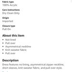 Calvin Klein asymetrical zipper high neck sweater dress, black, pull on Photo 2