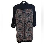 Club Monaco  Geometric Sunflower Silk Button Front Shirt Dress Photo 1