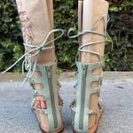 Valentino Garavani Valentino Rockstud flat lace-up mint green leather gladiator sandals size IT 37 Photo 6