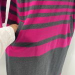 Joan Vass  pink grey pockets sheath gold zipper mid length sleeve knee length M Photo 2