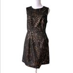 Forever 21 Vintage Y2K F21 Black Lace Gold Metallic Structured Party Dress Medium Photo 1