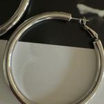Large Silver Tube Hoop Earrings Photo 1