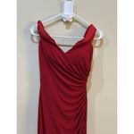 La Femme  Notched Off‎ Shoulder Ruched Fitted Dress In Red Size 0 Style 28389 Photo 4