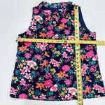 J.Crew  Factory Navy Blue Multi Color Bright Floral Ruffle Neck Top Blouse Size S Photo 6