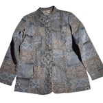 Vtg 1990s Tudor Court Gray Blue Floral Tapestry Mandarin Collar Jacket Sz L Size L Photo 0