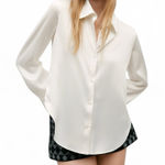 ZARA  Basic Satin Button-Down Blouse Size M Photo 0