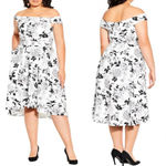 City Chic  Flourish Off‎ the Shoulder Dress Ivory Mod Floral Plus Size 14 Photo 1