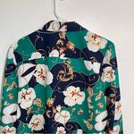 Vintage Pykettes Open Front Blazer Top Navy Green Floral Blue Size M Photo 5