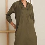 Chico's Short Dress Poplin Shift Amber Olive Green Long Sleeve Pockets Size 0 NWT Photo 0