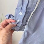 ECI Bow Cuff Railroad Stripe Shirt Dress Button Front Long Sleeves Navy Size 4 Photo 7