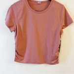 90 Dregree Light Mahogany Ruched Side Short Sleeve Top Size Large NEW Cropped Pink Photo 2