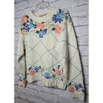 L.L.Bean Vintage 90s floral linen cotton cottagecore pullover sweater Medium. Photo 1