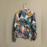 Talbots  Cozy Crush 1/2 Zip Tropical Floral Pullover Golf Sweatshirt Size Large Photo 2
