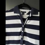 Tommy Hilfiger Navy and White Stripe Polo Shirt size Medium Photo 2