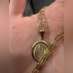 10K pure paperclip necklace with Virgin Mary pendant 🤍 Gold Photo 9