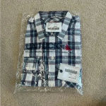 NWT Untuckit Sorbo Shirt women’s Windowpane Plaid Long Sleeve Button Up Blue Size 2 Photo 3