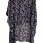 cha cha vente  Size M Women's Floral Sheer Cover Up Tunic Hi Lo Poncho Caftan Photo 0