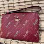 Coach Corner Zip Burgandy Wristlet Horse And Carriage Print Wallet Gold Accents Photo 1
