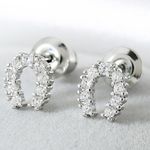 CZ Tiny Horseshoe Stud Earrings for Women Daily Simple Style Silver Photo 2