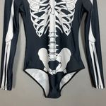 Skeleton Bodysuit Halloween Costume Small / Medium Women Long Sleeves Bones Black Photo 5