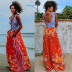 Free People  Linen Bali Honeydew Jumpsuit in Fiesta Combo Size Small NWT Bohemian Photo 2