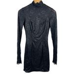 SKIMS Lace Turtleneck Mini Dress Black Sheere Floral Long Sleeve Size Small Photo 1