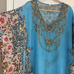 Kaftan Kimono Dress Sz XL Blue Sequins Summer Beach Wear CoverUp Vacation Cruise Photo 4