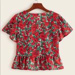 SheIn Tie Front Floral Peplum Top Photo 1
