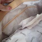Calvin Klein $178 Shiny Leather water cool shoulder handbag Beige Cream NWT Photo 6