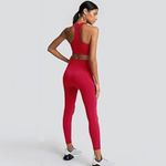Beaufident Workout Set 2 Piece Seamless High Waist in Red Size Medium Photo 1