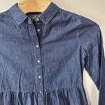 J.Crew  Dress Womens 12 Chambray Collared Mini Shirtdress Denim Button Front 2023 Photo 1