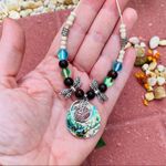 Handmade Hamza Dragonfly Abalone Shell Leather Necklace Photo 2