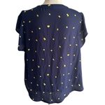 Iris  Blue and yellow Blouse with Flutter Sleeves and Mandarin Collar Photo 3