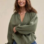 Aerie Easy Street Oversized Sweatshirt Olive Pullover Long sleeve Size XL Photo 0