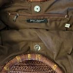 Betsey Johnson RARE!! Vintage New York Woven Handbag with Floral Embroidery & Bamboo Handles Photo 5