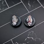 Vintage Clip On Earrings Frosted Black Circle Photo 7