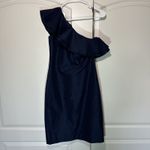 J.Crew Womens Woven Cotton Silk One Shoulder Ruffle Navy Blue Dress 6T Tall Photo 1