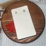 Handmade Aesthetic Red Tassel Earrings, Fabric Fringe SmallTassel Earrings Trendy Tassel Photo 2